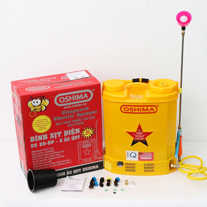 Bình xịt điện Oshima OS20-DP-ắc qui Vàng