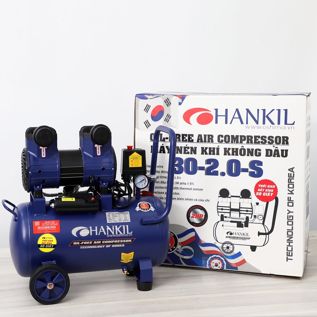 Máy bơm hơi HANKIL 30-2.0-S 2.0HP Điện 1 pha (Không dầu,nhanh,dây đồng)