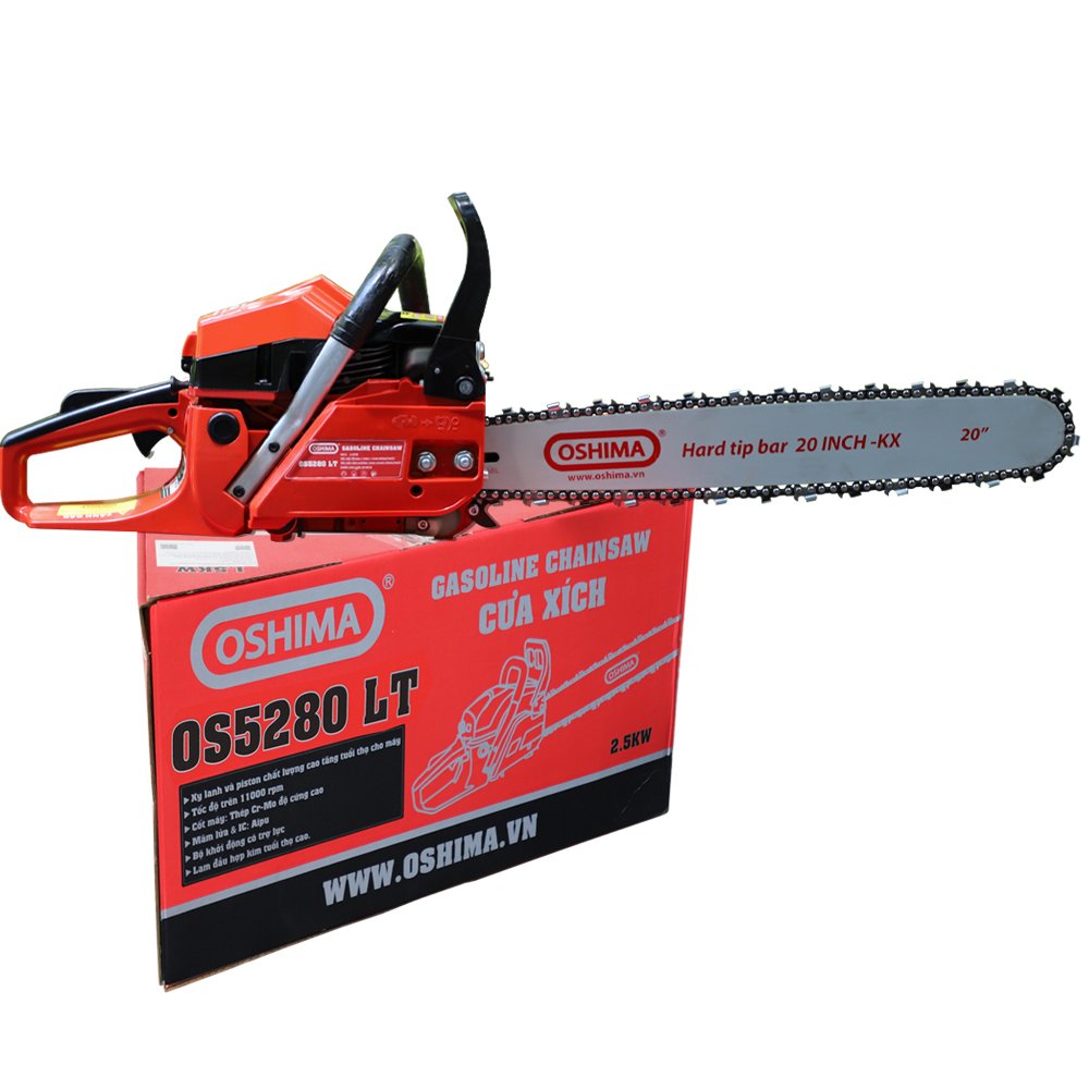 Cưa xích Oshima OS5280 LT 58cc Đỏ-đen 2 thì (không lam xích)