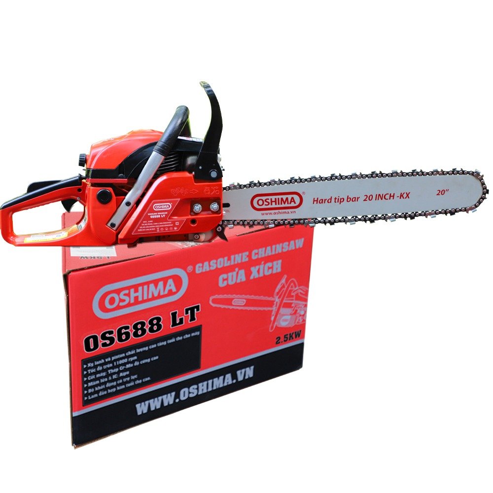 Cưa xích Oshima OS688 LT 58cc Đỏ-đen 2 thì (không lam xích)