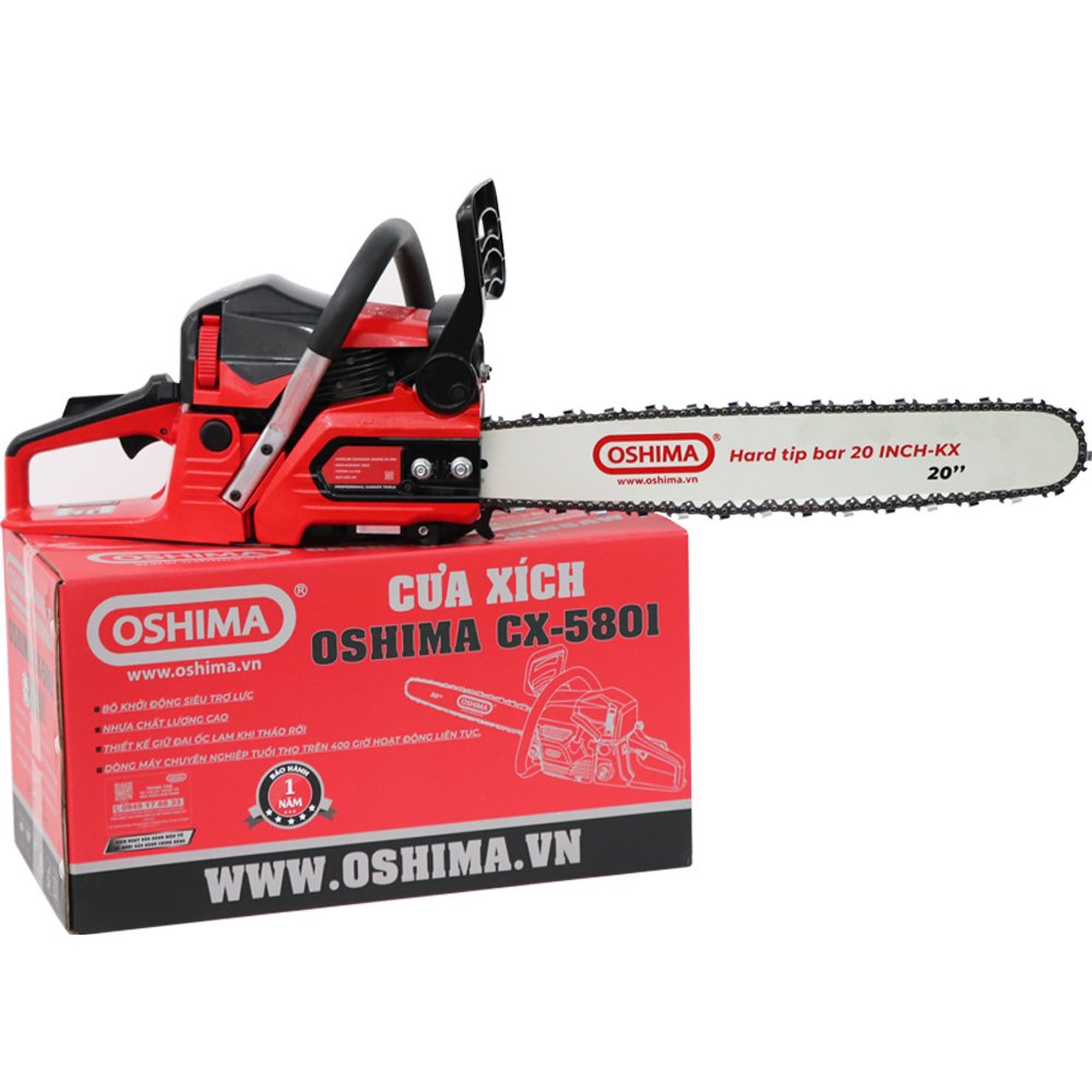 Cưa xích OSHIMA CX-5801 58cc Đỏ-đen