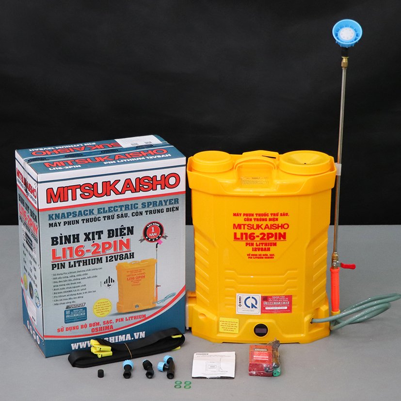 Máy phun thuốc trừ sâu, côn trùng điện MITSUKAISHO Li16-2pin Vàng Pin lithium 12V8Ah