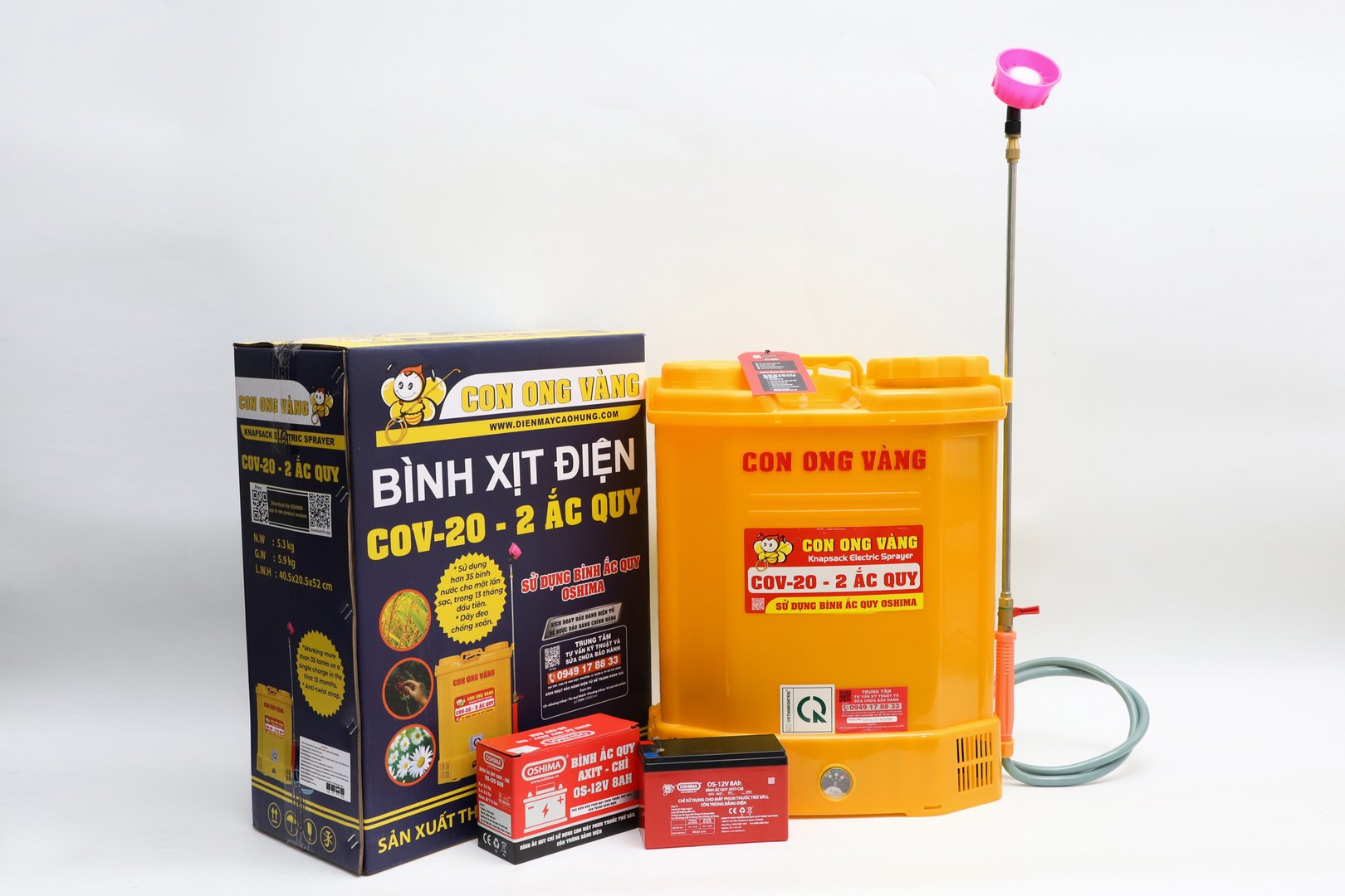 Bình xịt điện Con Ong Vàng COV-20-ắc quy 12V8Ah