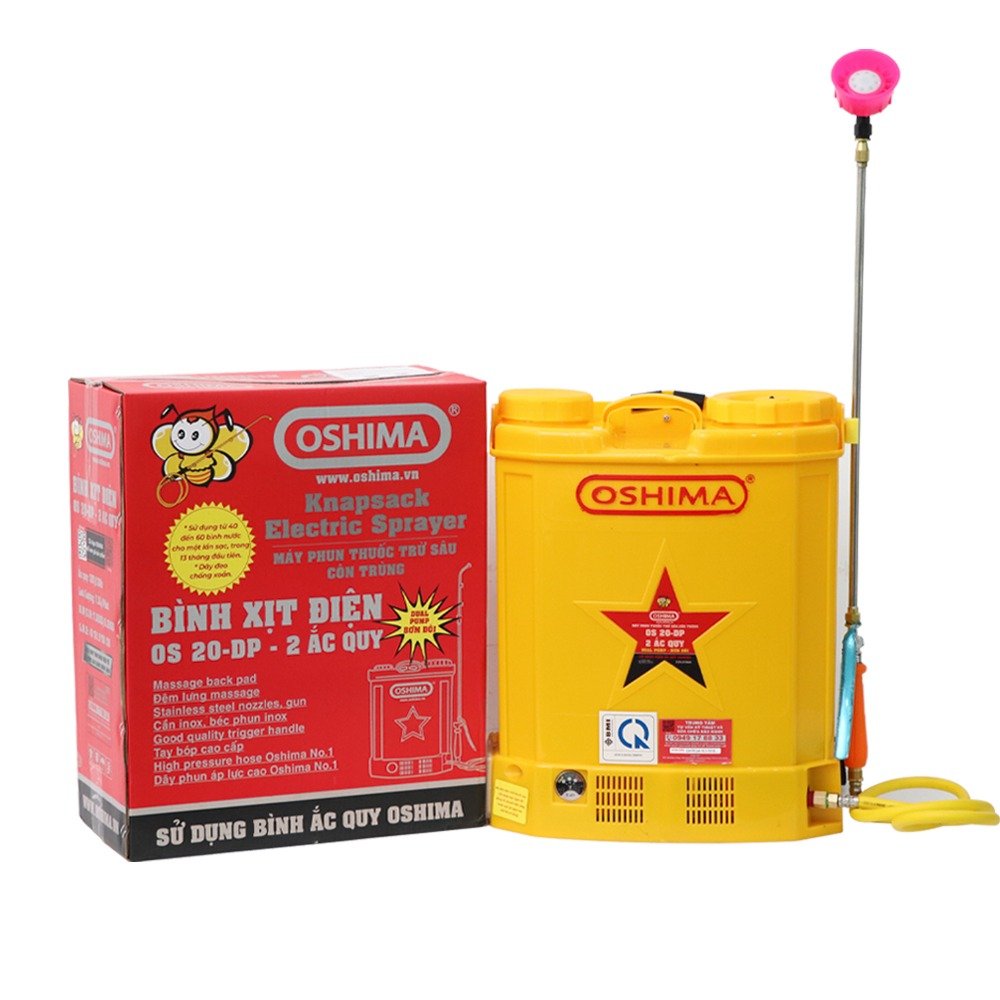 Bình xịt điện Oshima OS20-DP-ắc qui Vàng