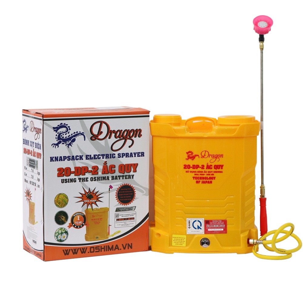 Bình xịt điện Dragon 20DP- ắc quy Vàng Bình ắc qui 12V12Ah