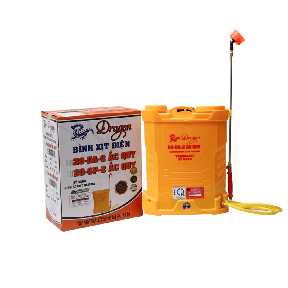 Máy phun thuốc trừ sâu, côn trùng điện Dragon 20-DA- ắc quy Vàng Bình ắc qui 12V8Ah