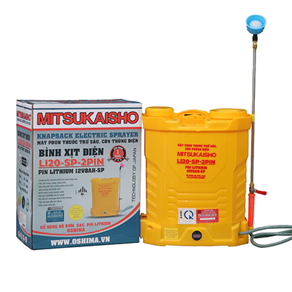 Máy phun thuốc trừ sâu, côn trùng điện MITSUKAISHO Li20-SP-2pin Vàng Pin lithium 12V8Ah-SP