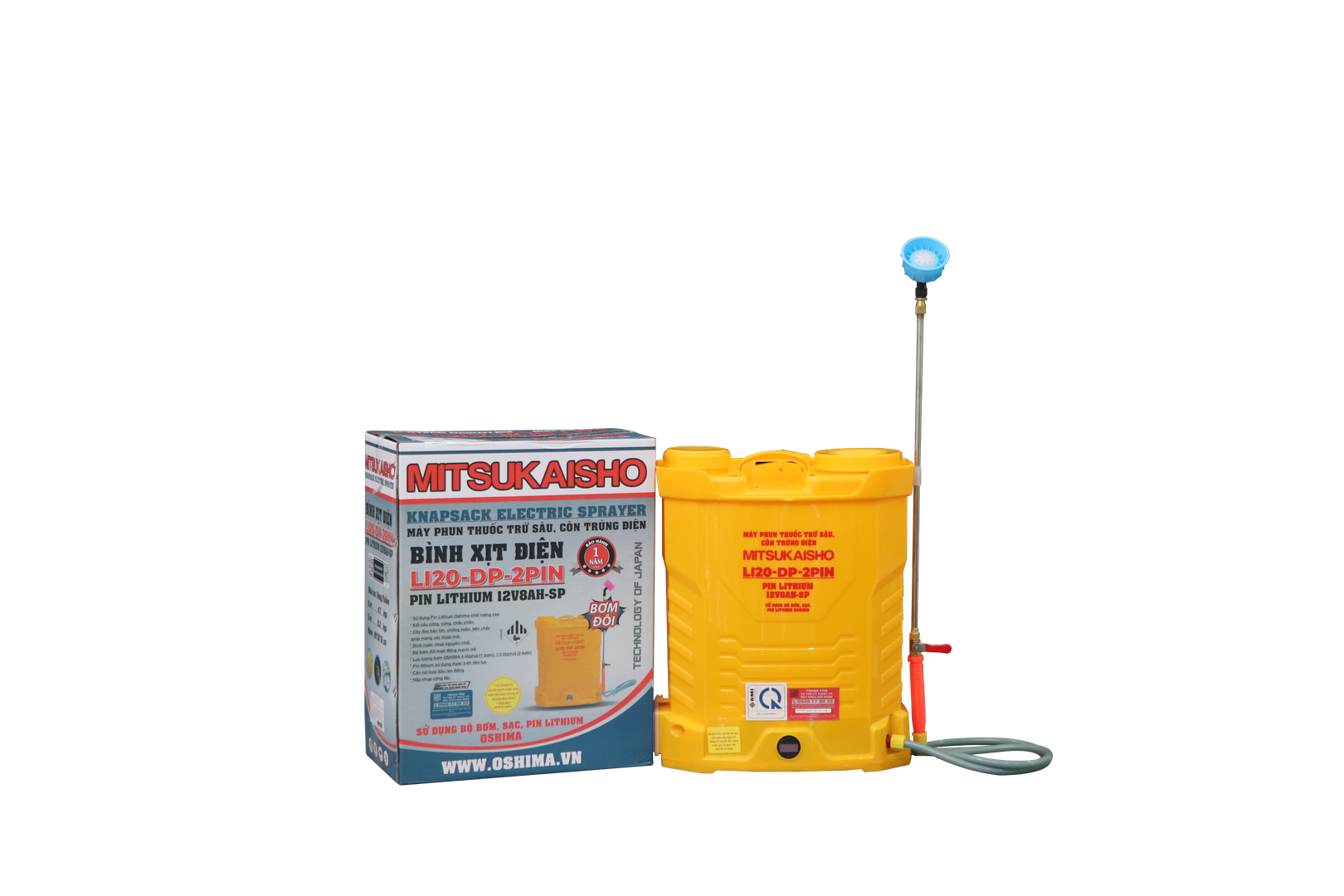 Máy phun thuốc trừ sâu, côn trùng điện MITSUKAISHO Li20-DP-2pin Vàng Pin lithium 12V8Ah-SP