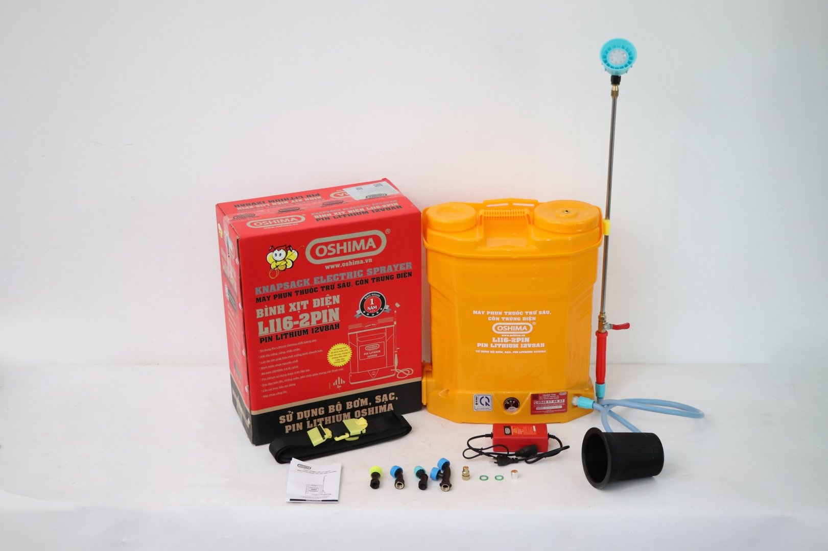 Máy phun thuốc trừ sâu, côn trùng điện OSHIMA Li16-pin Vàng Pin lithium 12V8Ah