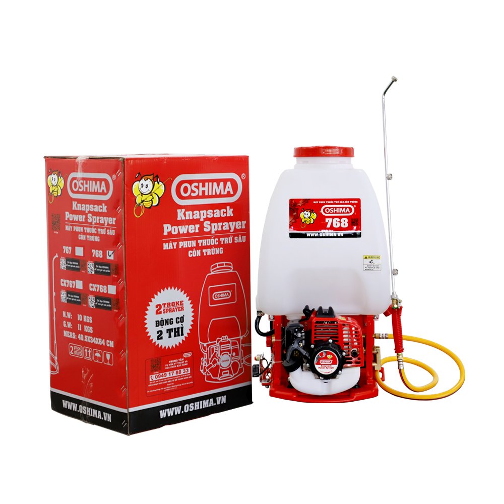 Bình xịt 2 thì Oshima 768 700W Đỏ 2 thì (bơm vuông đồng)