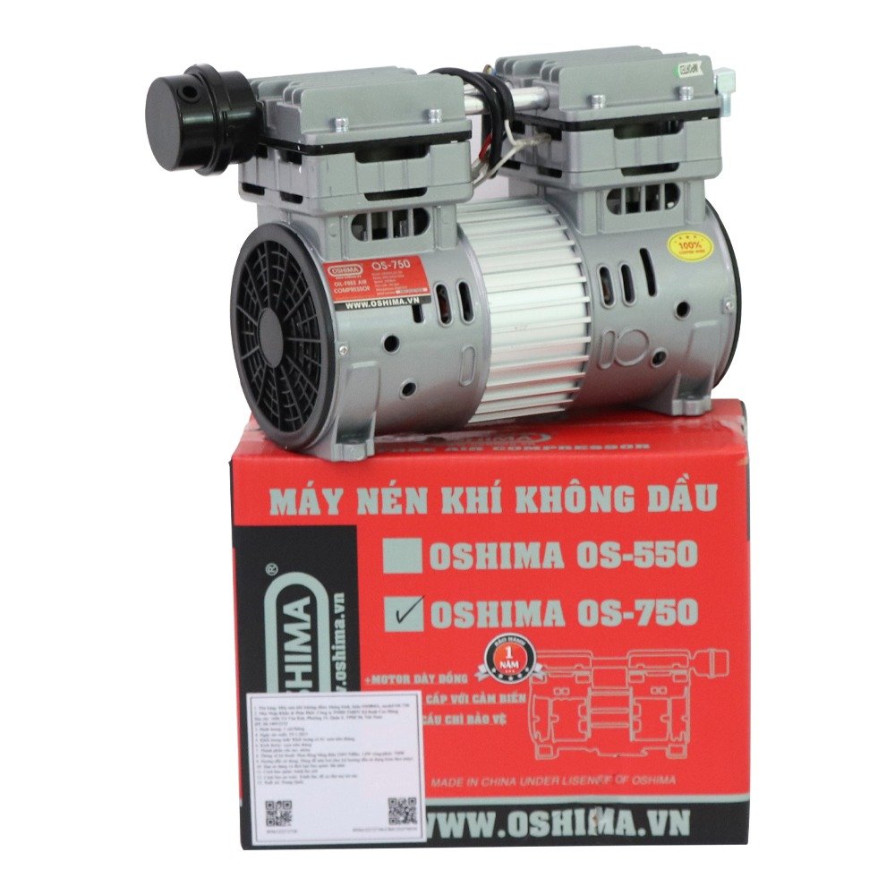 Máy bơm hơi OSHIMA OS-750 750W Bạc Điện 1 pha (không dầu, chậm, dây đồng)