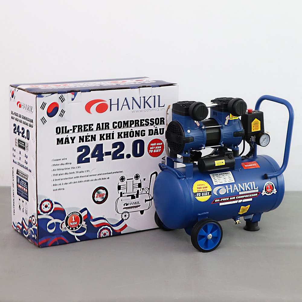 Máy bơm hơi HANKIL 24-2.0 2.0HP Điện 1 pha (Không dầu,nhanh,dây đồng)