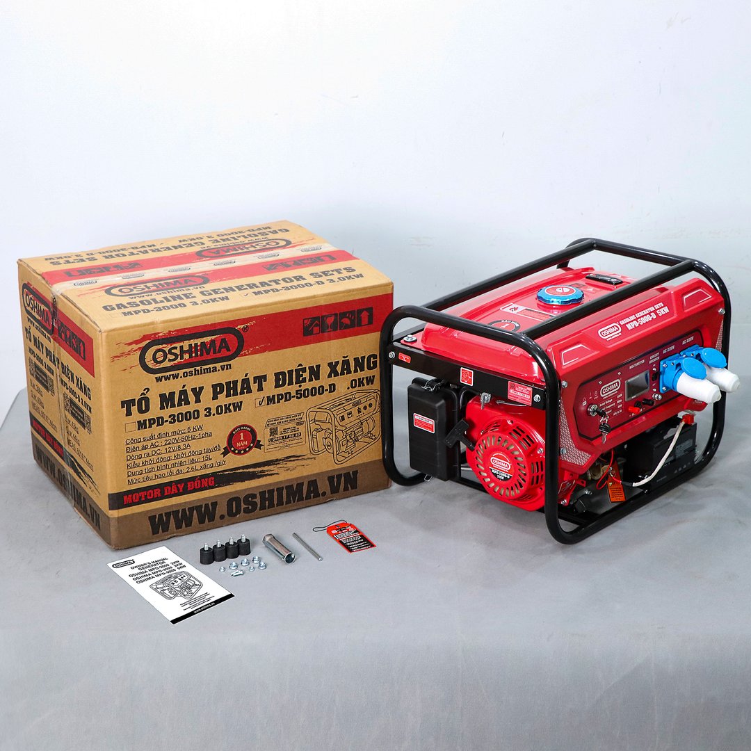 MPĐ OSHIMA MPD-5000-D 5.0KW Đỏ 4 thì (chạy xăng)