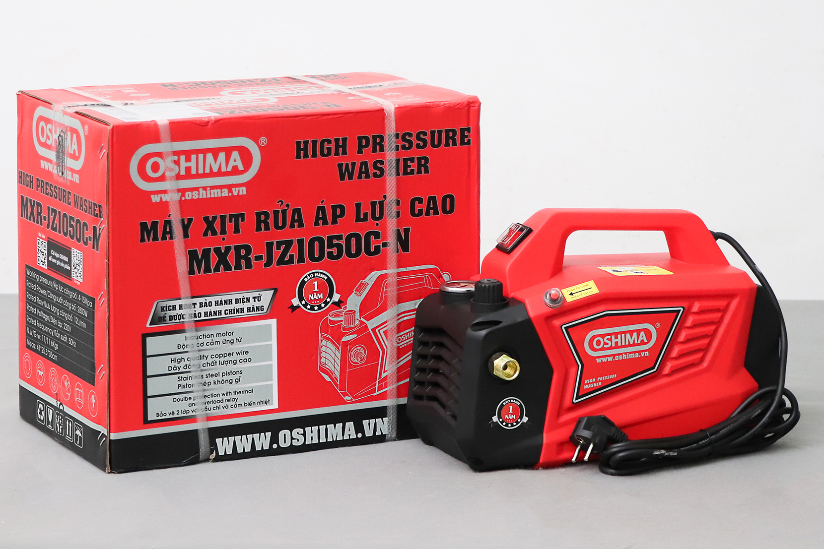 Máy rửa xe OSHIMA MXR-JZ1050C-N 2.8kW Đỏ Điện 1 pha