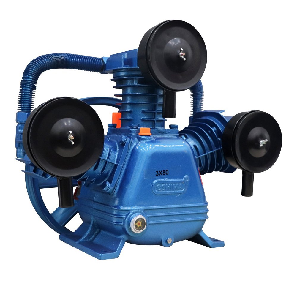 Đầu của máy nén khí OSHIMA 3x80 5.5HP~7.5HP Xanh đậm (hoạt động bằng sức kéo động cơ)