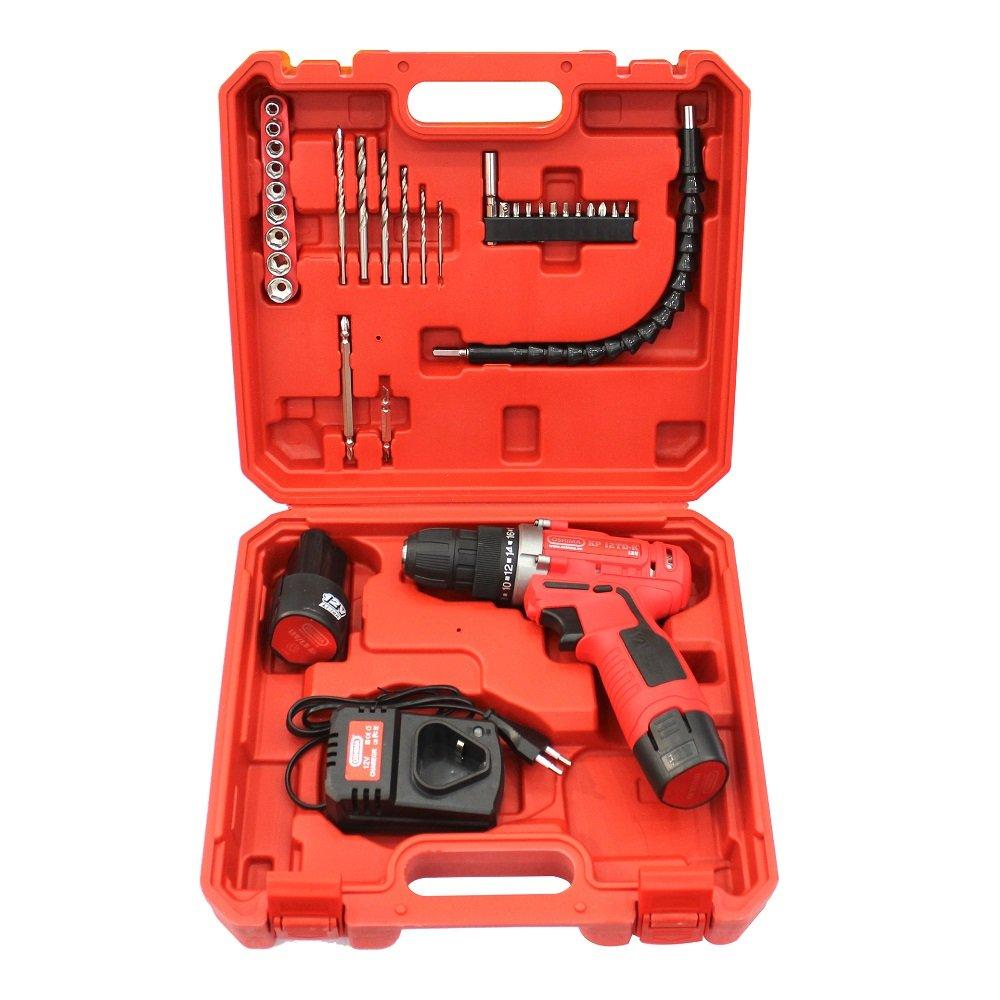 Máy khoan vặn vít pin Oshima KP12TD-K Đỏ Pin lithium (có bộ mũi khoan)