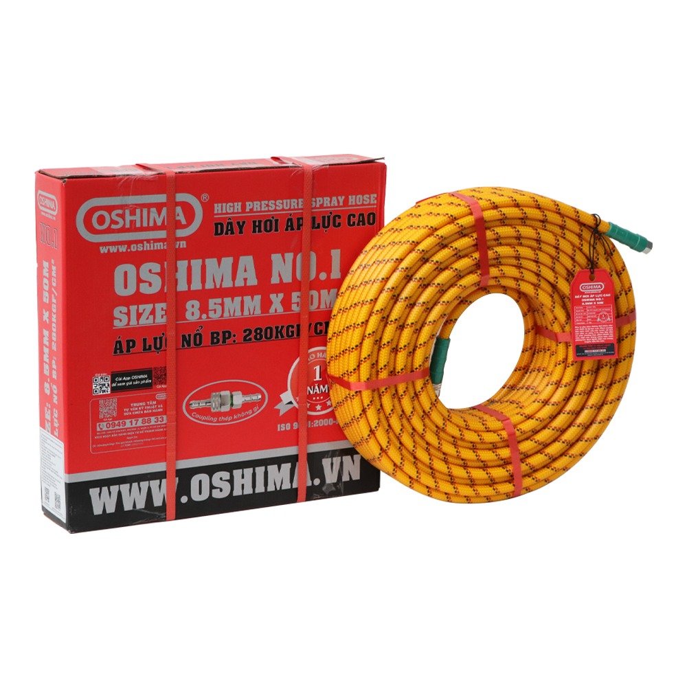 Dây hơi Oshima No.1 8.5mm x 50m Vàng