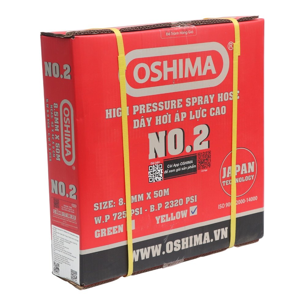Dây hơi Oshima No.2 8.5mm x 100m Vàng