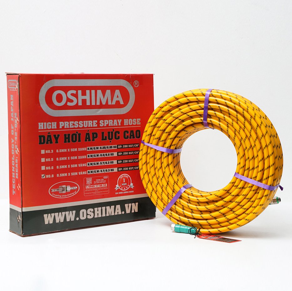 Dây hơi Oshima No.8 8.5mm x 50m Vàng