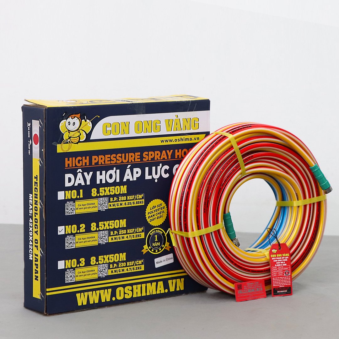 Dây hơi Con Ong Vàng NO.2 8.5mm x 50m 4 màu