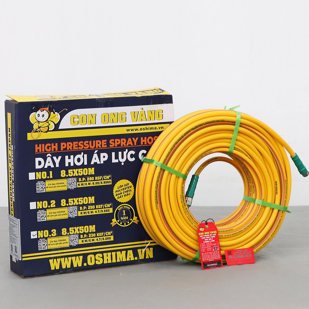 Dây hơi Con Ong Vàng NO.3 8.5mm x 50m Vàng